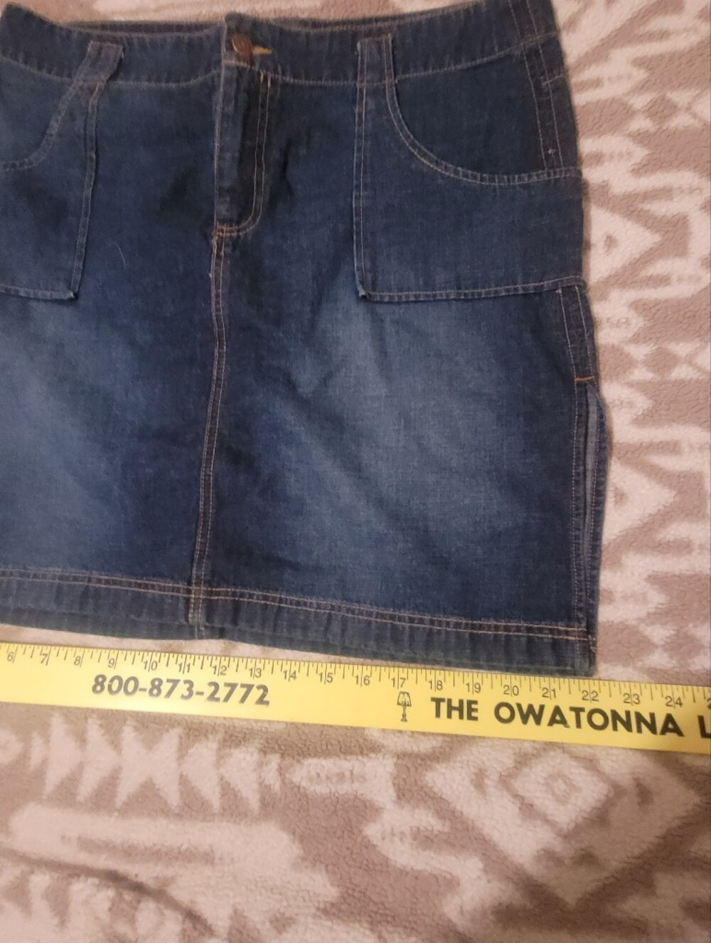 Denim A-Line Skirt - Blue - Picture 8 of 11